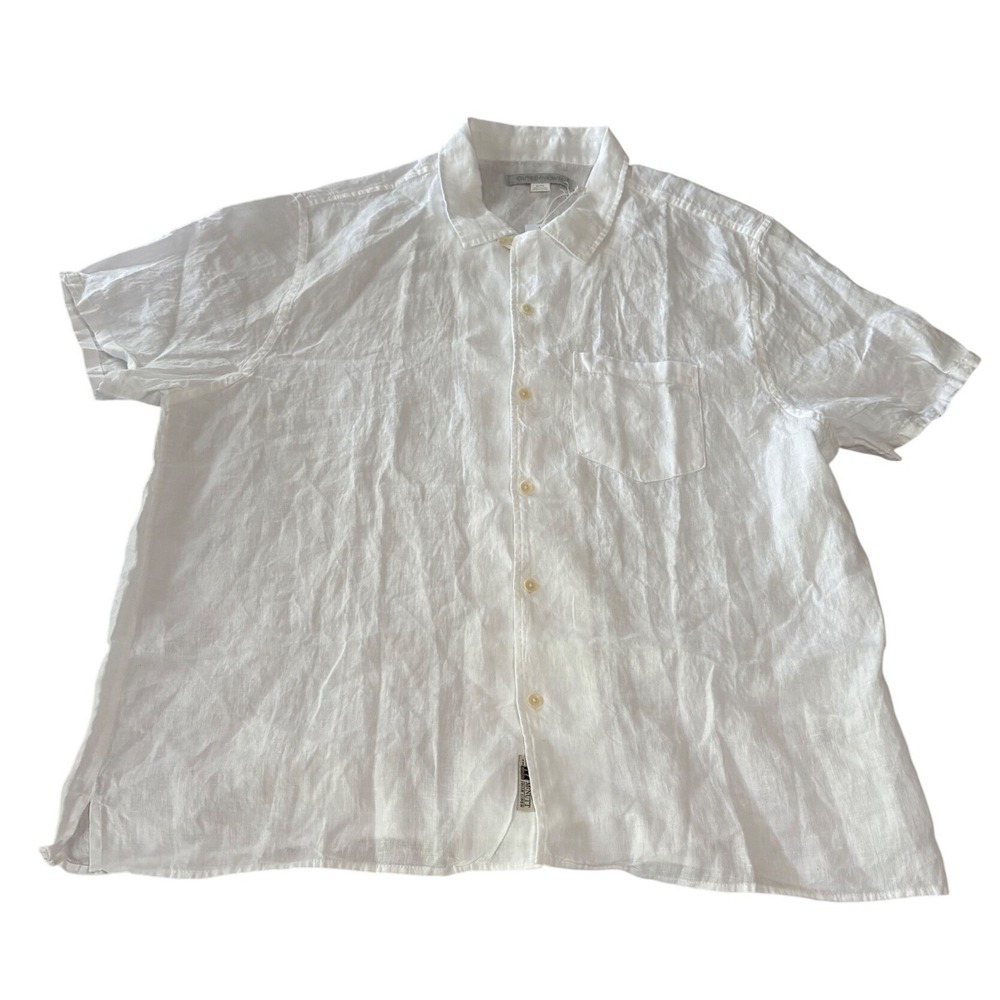 NWT Outerknown XL White Short Sleeve Button Down 100% Baird McNutt Irish Linen